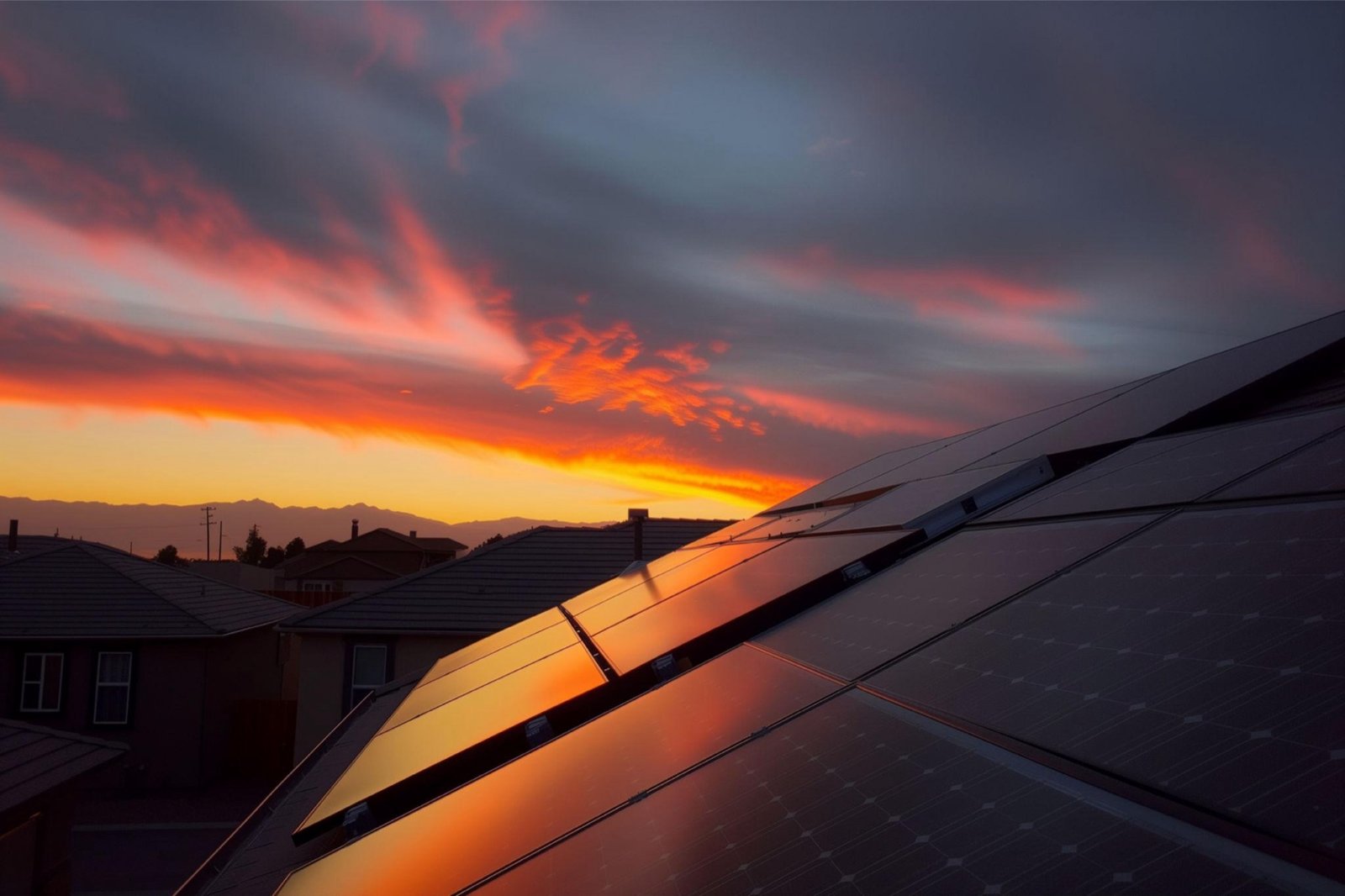 Paneles solares al atardecer